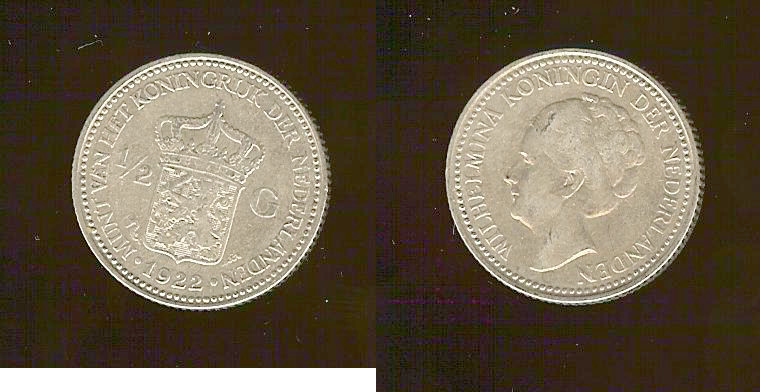 Netherlands 1/2 gulden 1922 aVF/VF